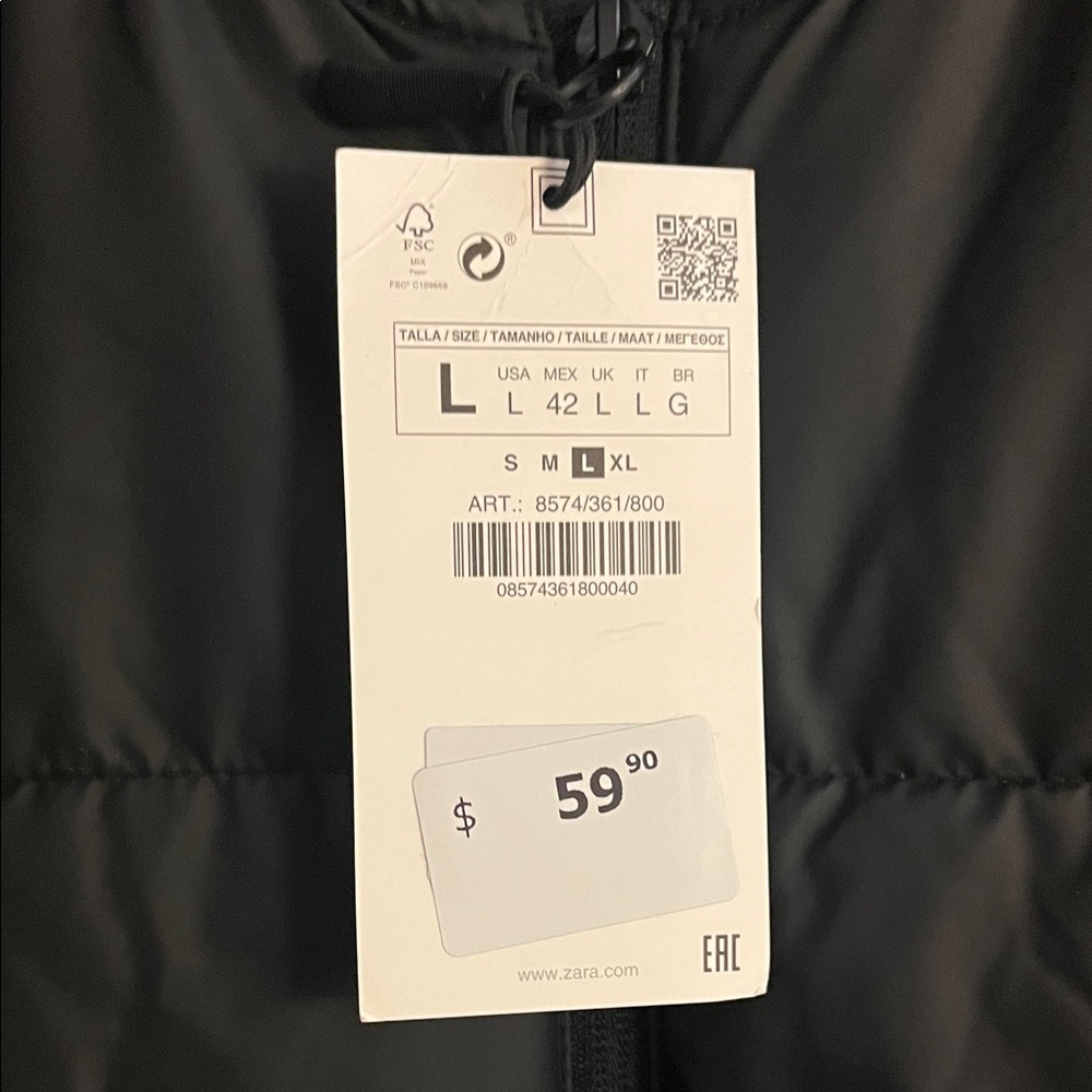 ZARA Black Quilted Vest BNWT - Picture 2 of 5